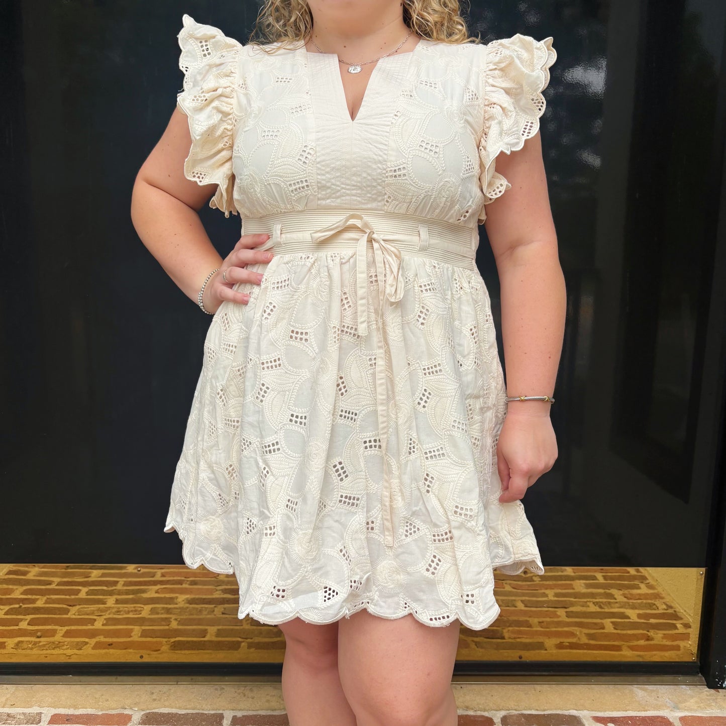 Ivory Bloom Eyelet Mini Dress ~Final Sale