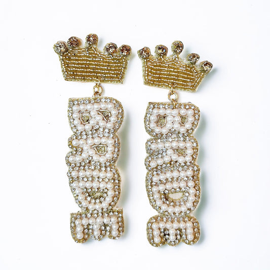 Beaded Bride Crown Earrings