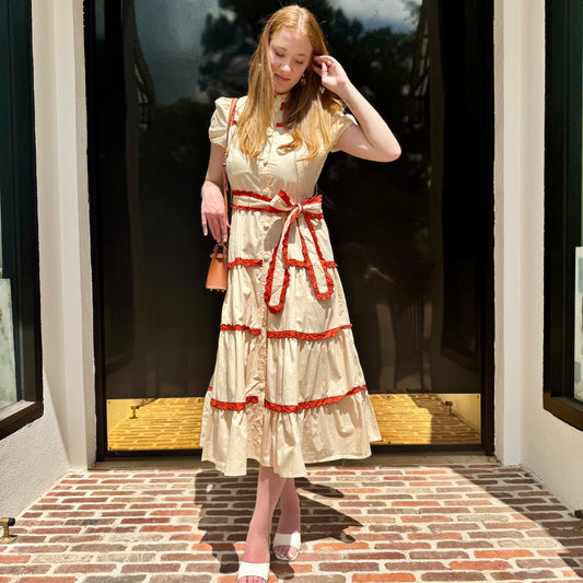 Debra Khaki Scalloped Maxi Dress~Final Sale