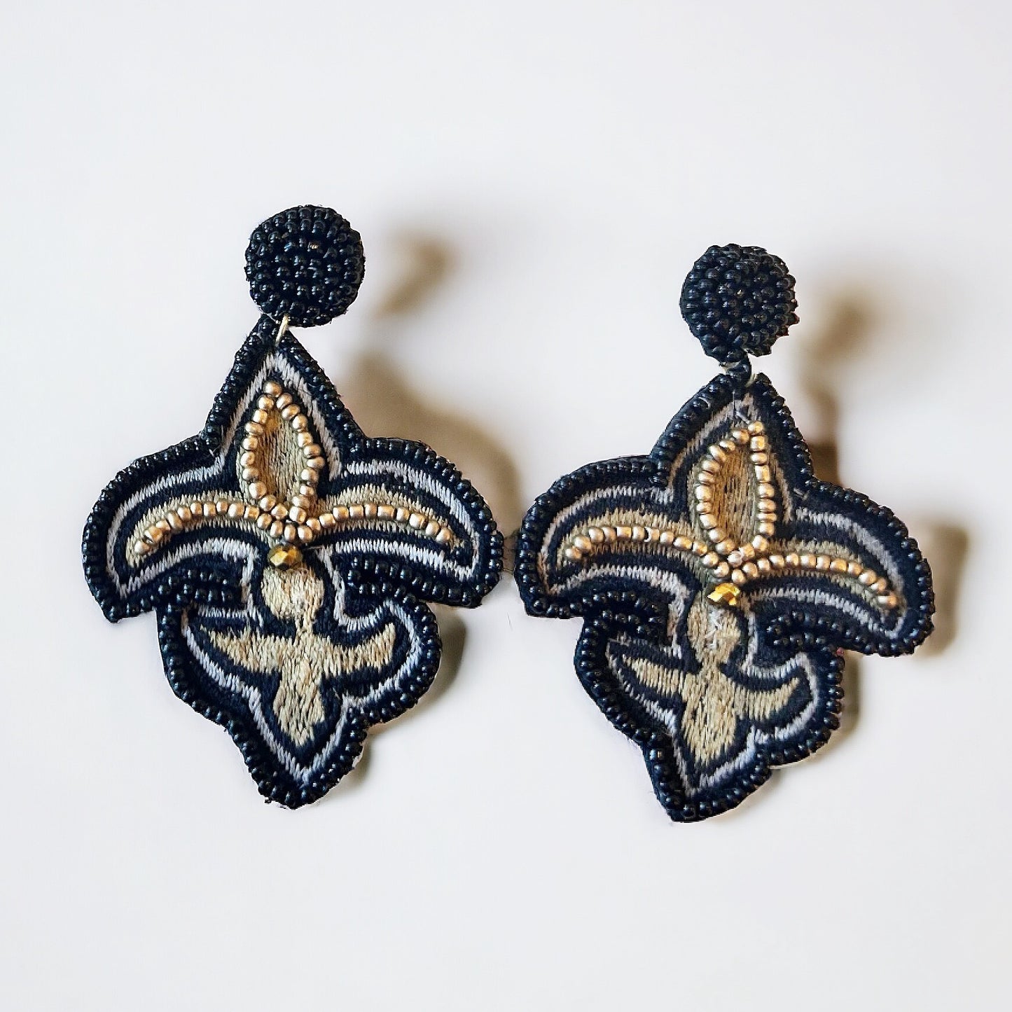 Beaded Fleur-de-lis Earrings