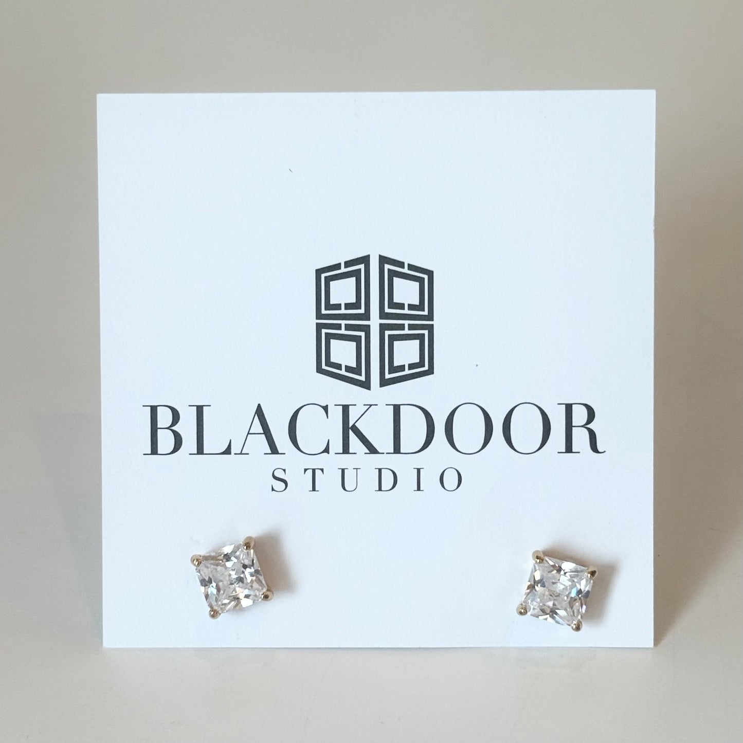 Gemstone Square Cut Studs