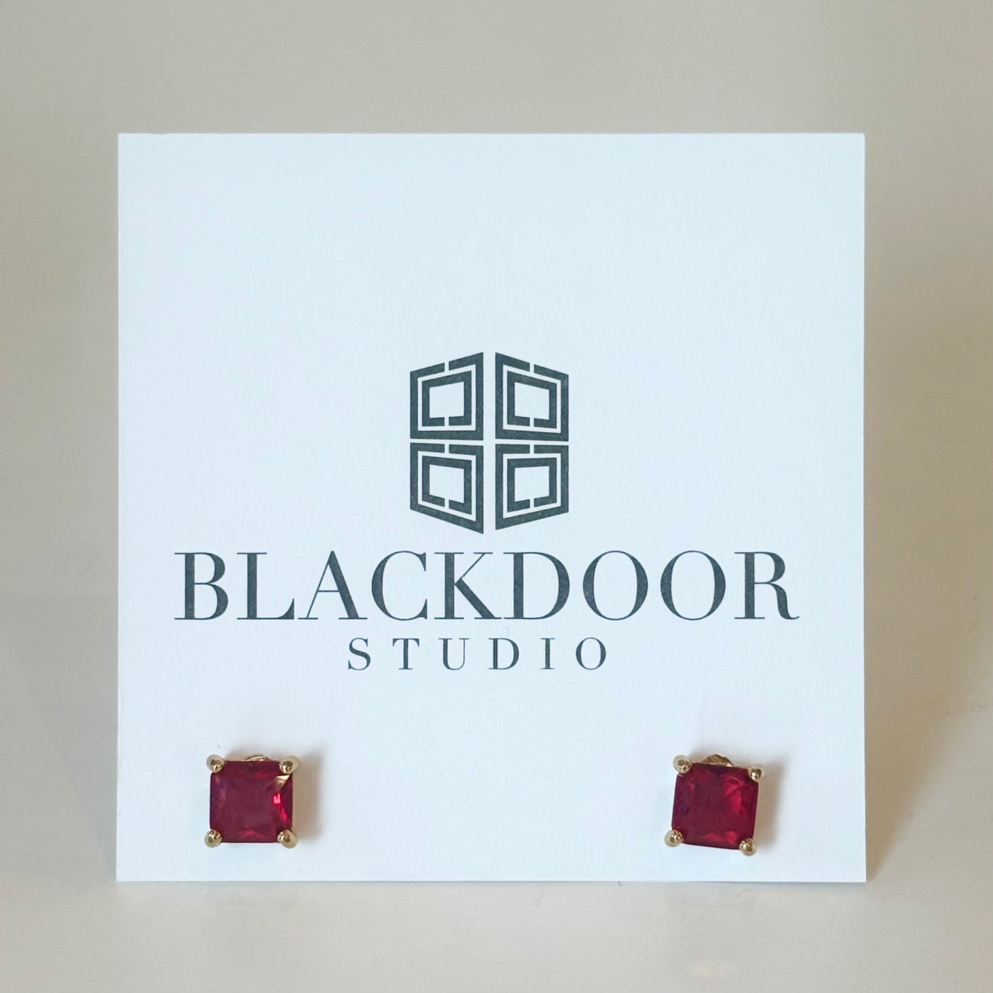 Gemstone Square Cut Studs