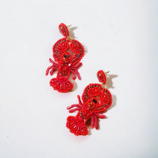 Beaded Crawfish Earrings~Clearance