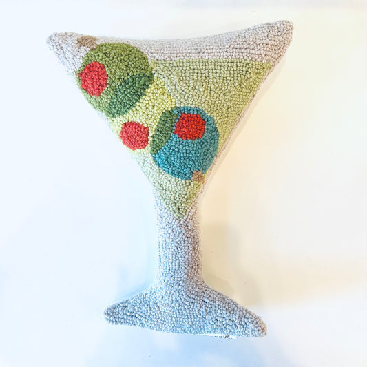 Martini Glass Hooked Pillow