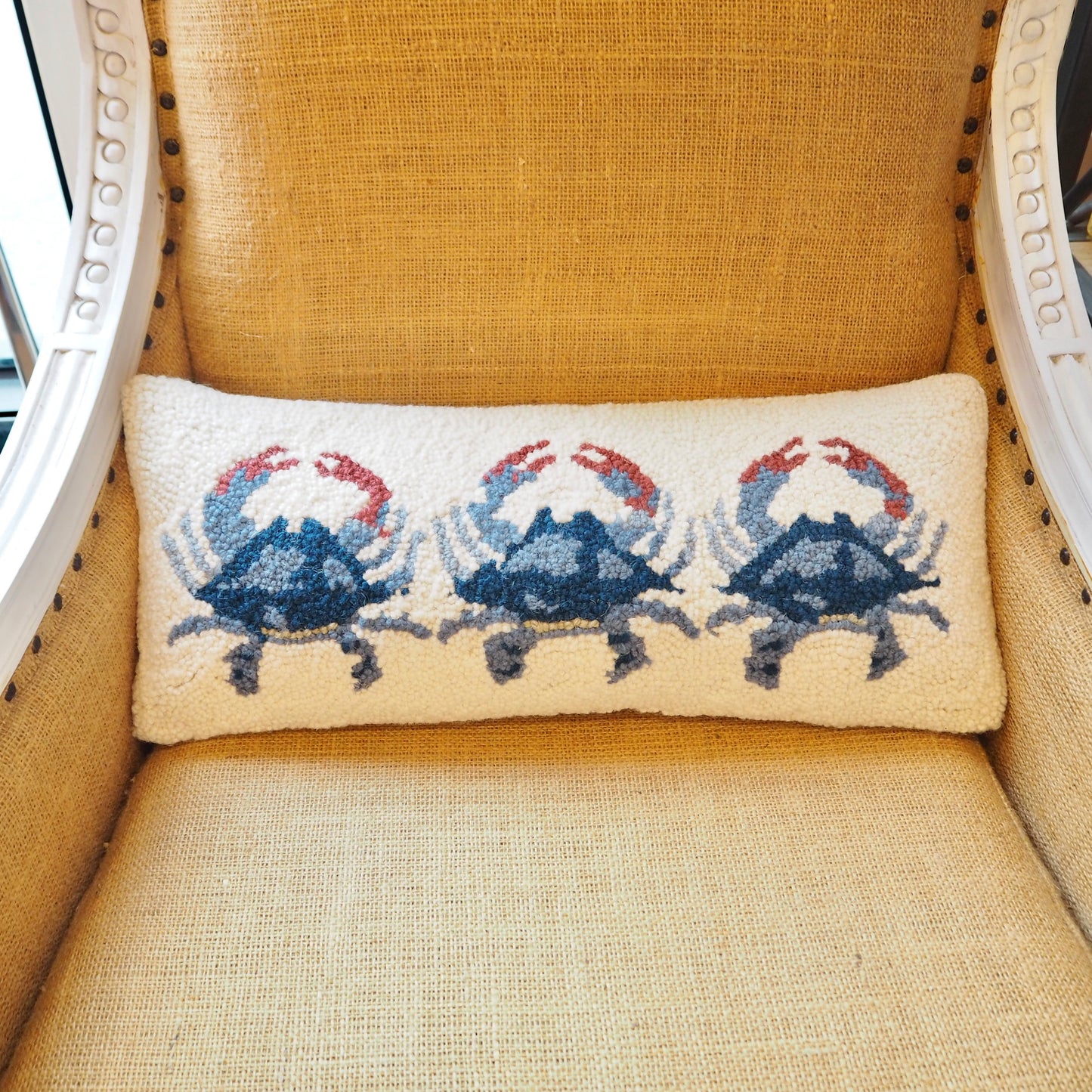 Hooked Blue Crab Pillow