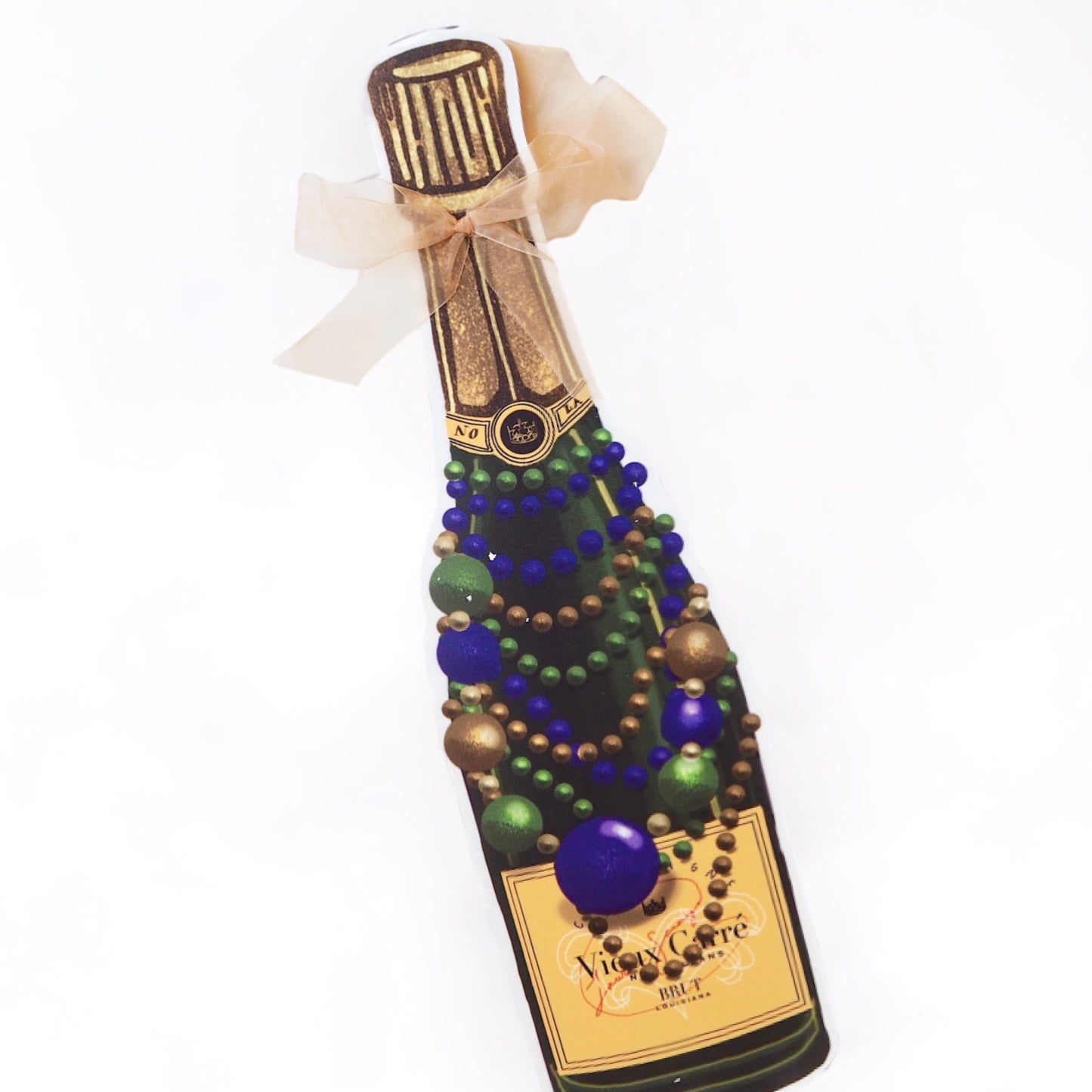 Mardi Gras Beads Champagne Door Hanger