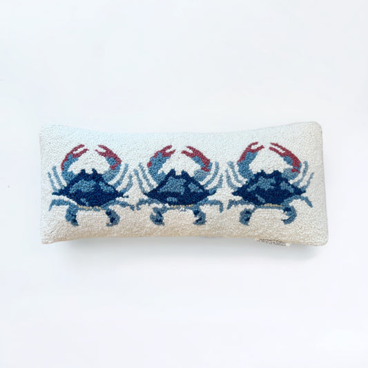 Hooked Blue Crab Pillow
