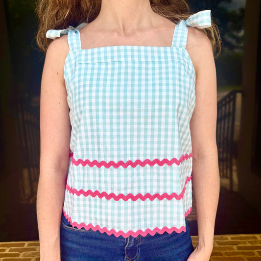 Strawberry Soda Gingham Top~Final Sale