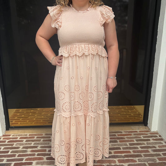 Blushing Apricot Lace Maxi Dress~Final Sale