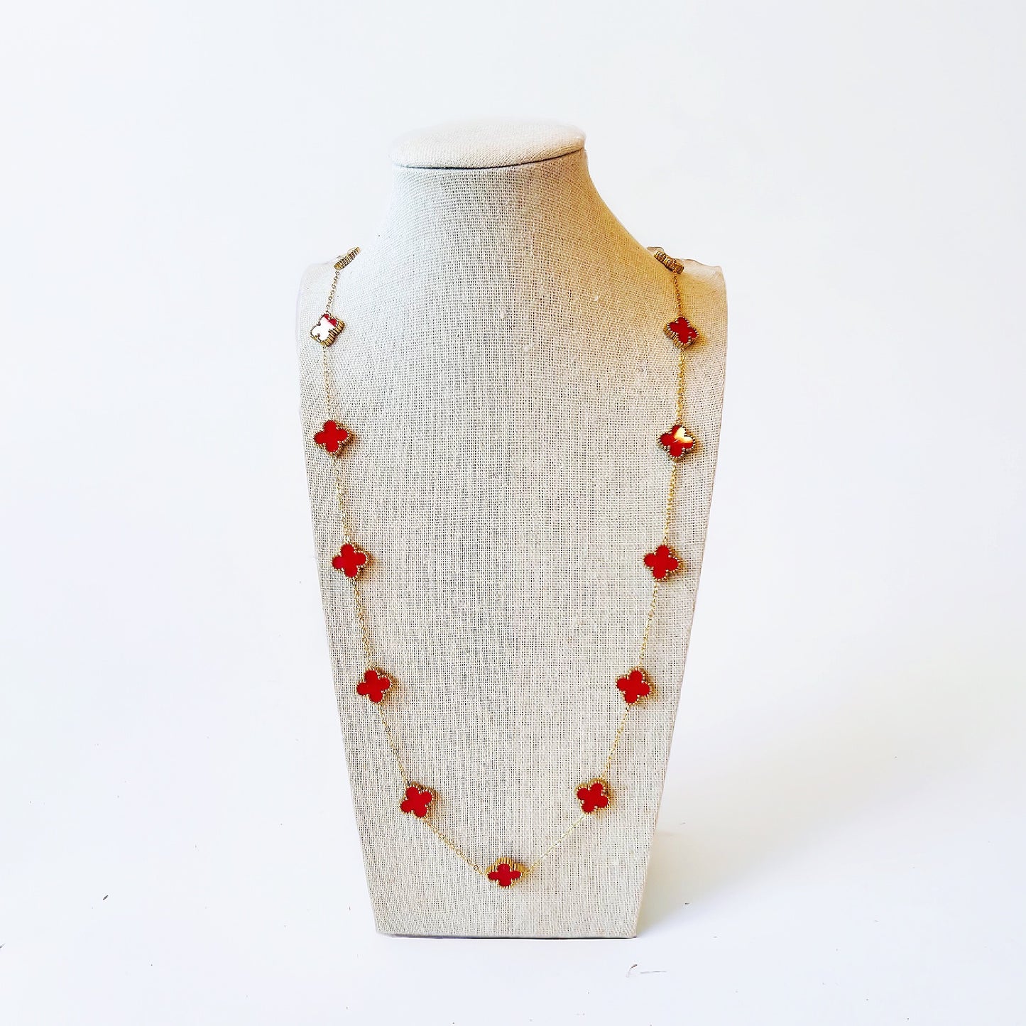 "Lady in Red" Clover Necklace