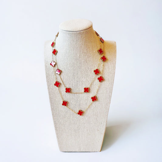 "Lady in Red" Clover Necklace
