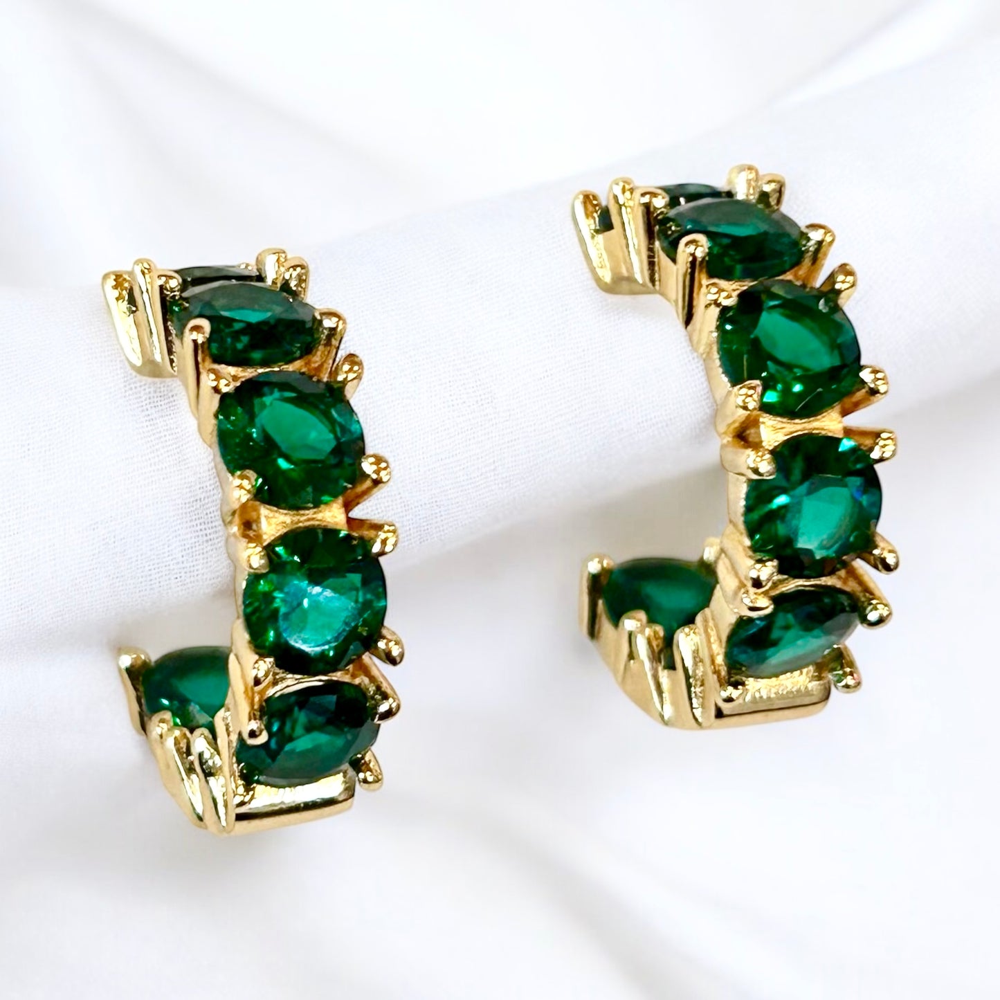 Gemstone Huggie Hoops