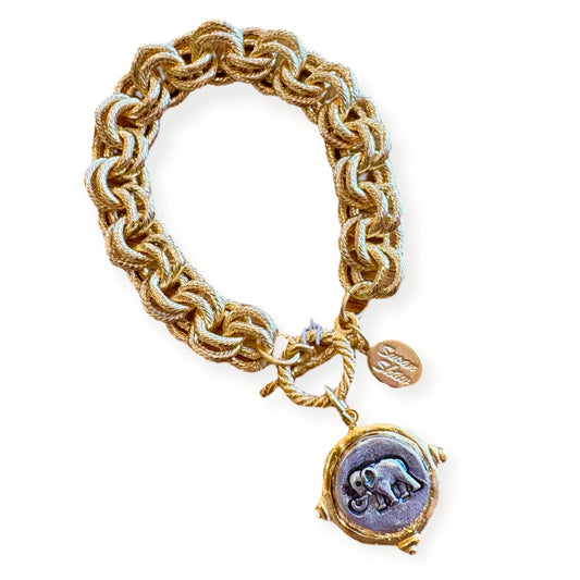 Susan Shaw Mixed Metal Elephant Intaglio Bracelet