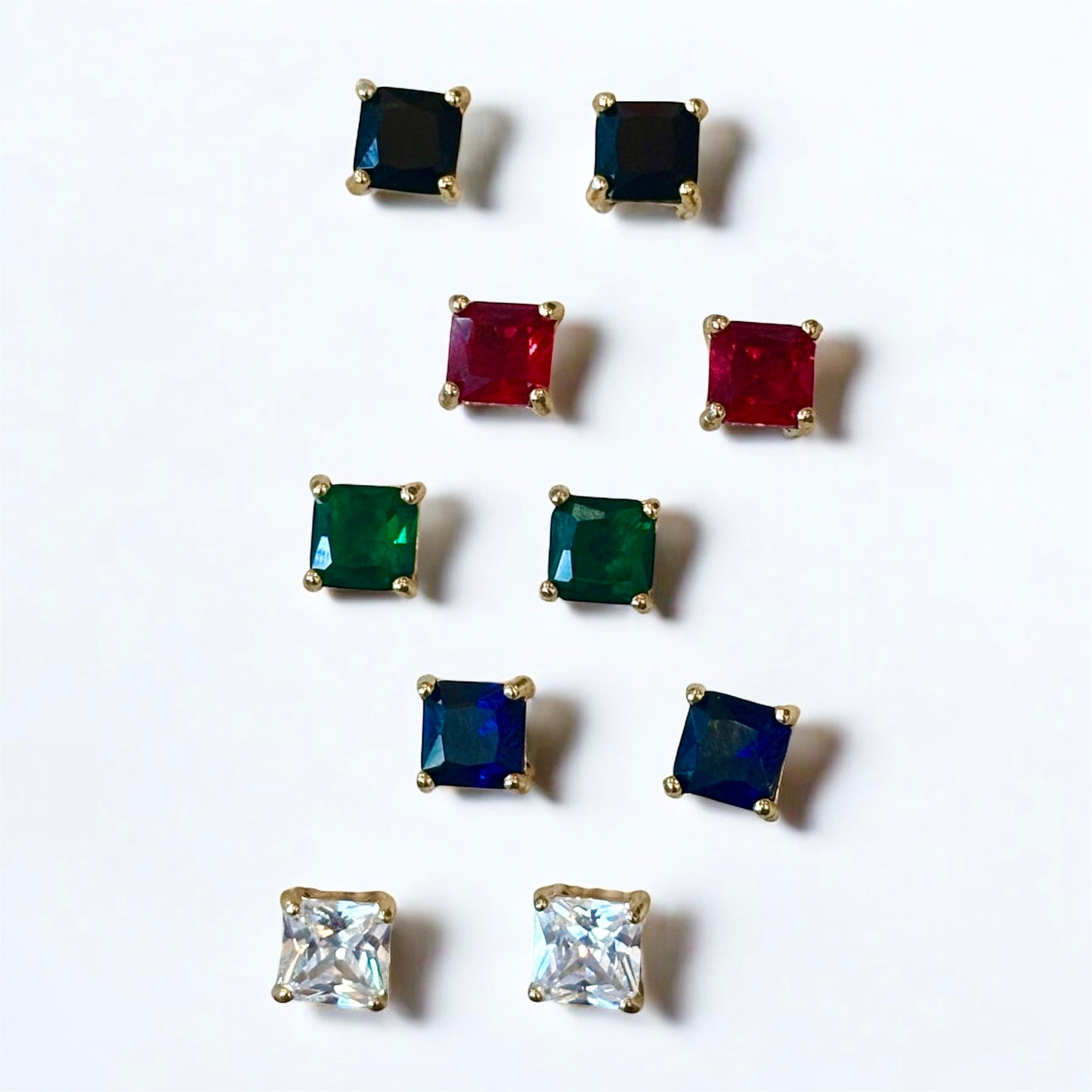 Gemstone Square Cut Studs