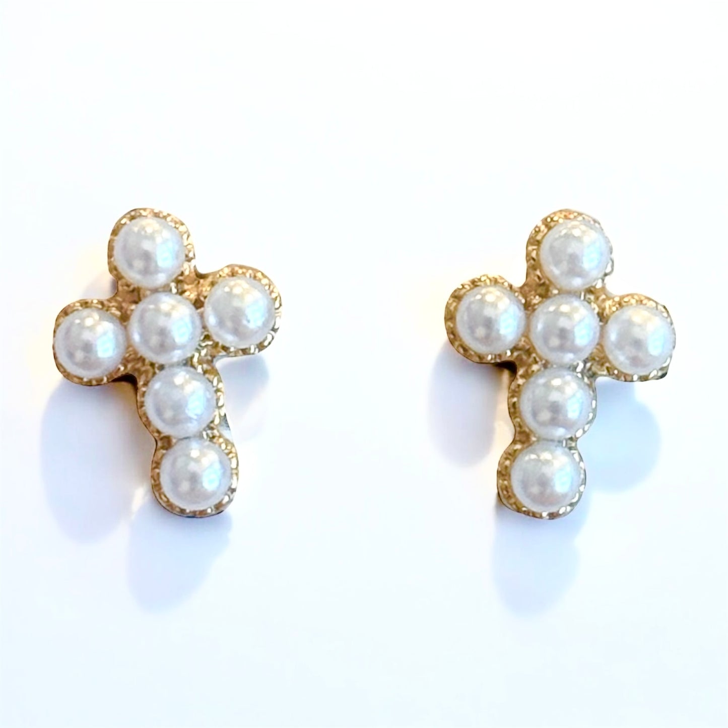 Holy Pearl Cross Studs