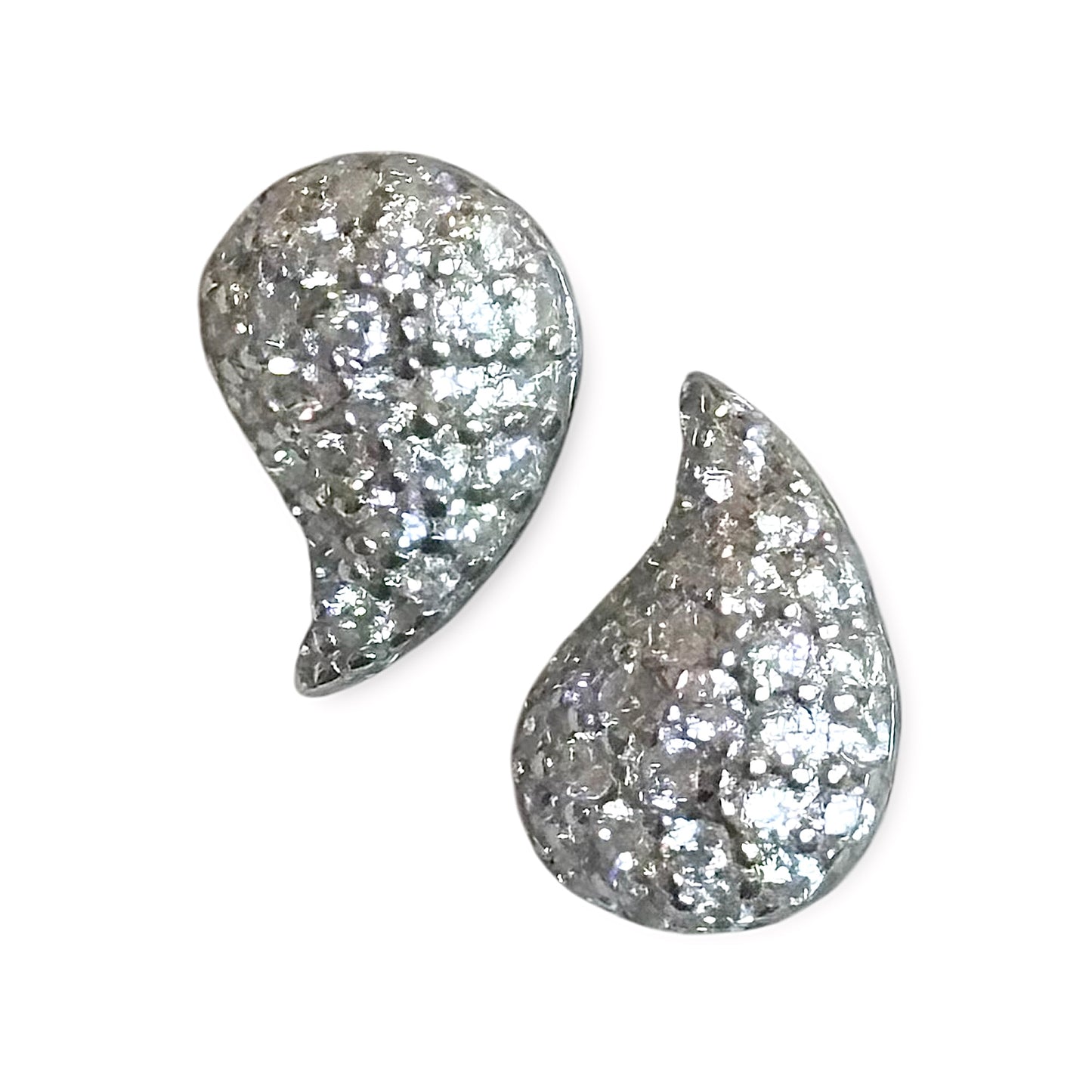 Silver Pavé Teardrop Studs