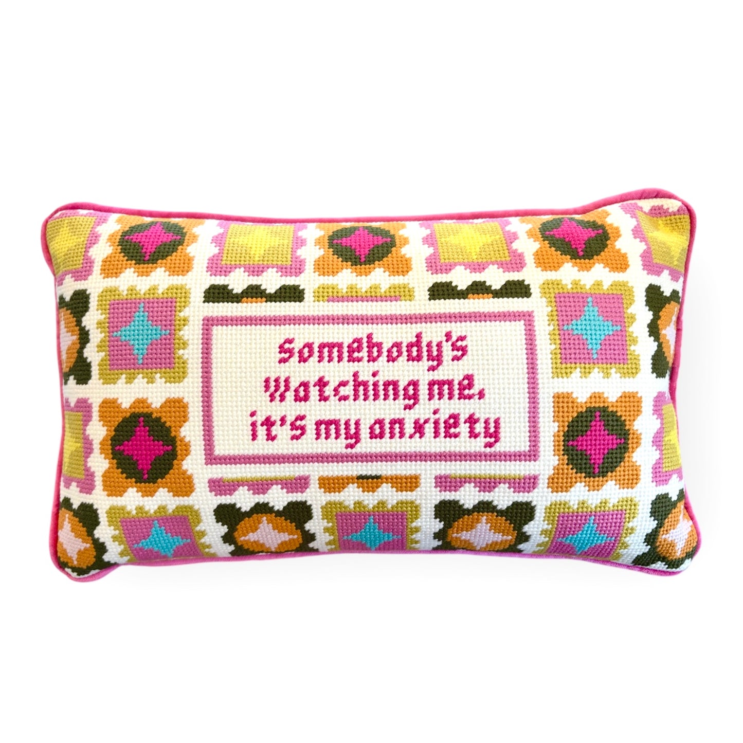 Somebody's watching me, it's my anxiety Needlepoint pillow