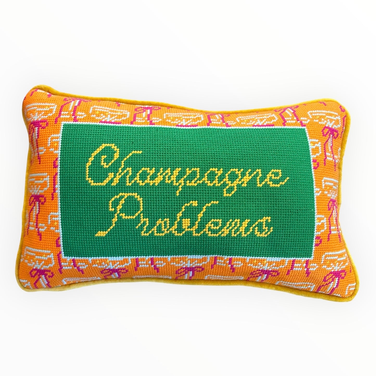 Champagne Problems Needlepoint Pillow