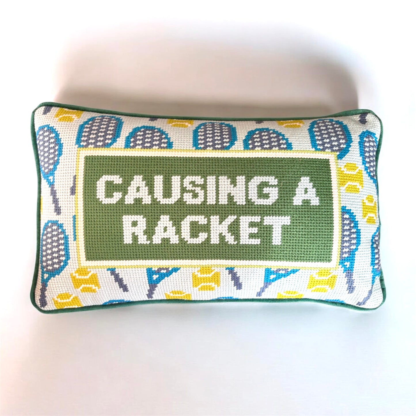 Causing A Racket Needlepoint Pillow