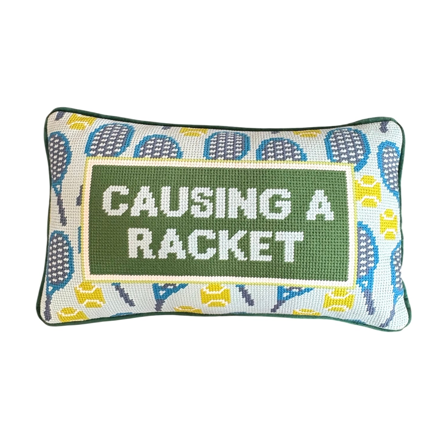 Causing A Racket Needlepoint Pillow