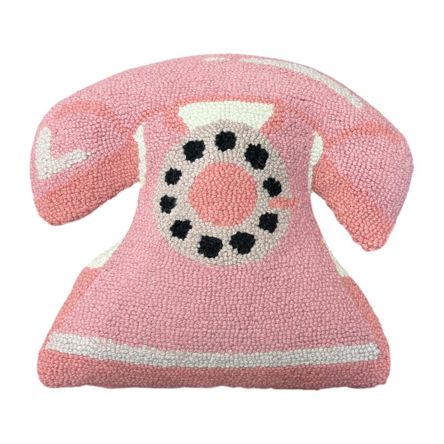 Pink Telephone Hooked Pillow