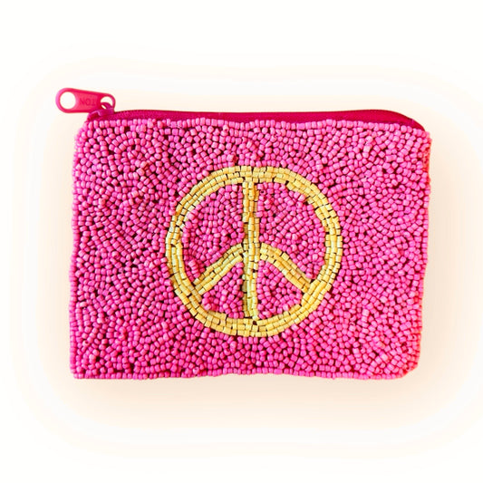 Beaded Peace Coin Pouch