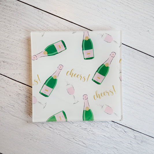 Glass Square Champagne Tray