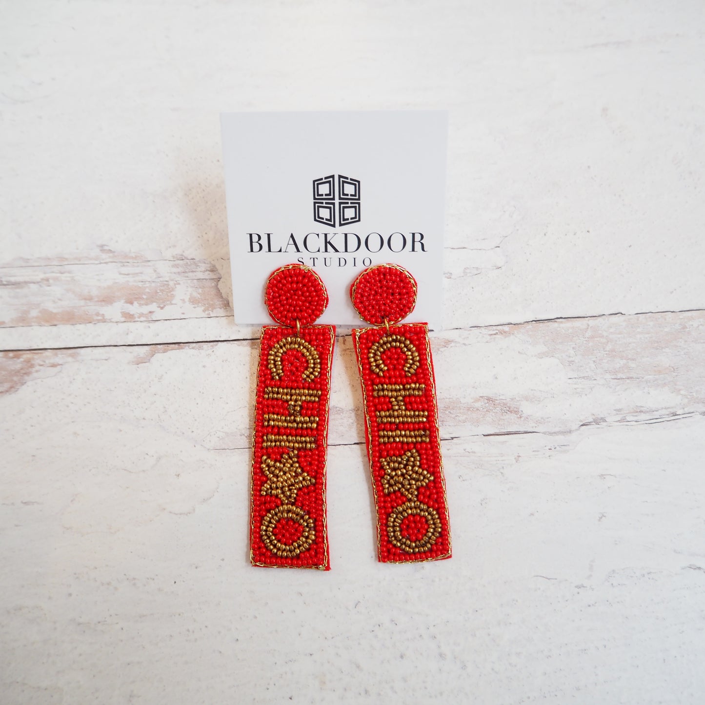 Chi Omega Beaded Earrings~Clearance