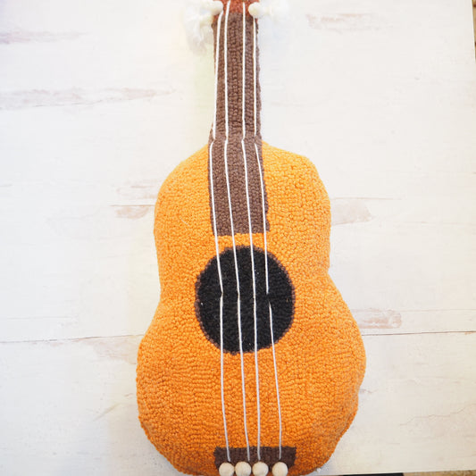 Hooked Guitar Shaped Pillow